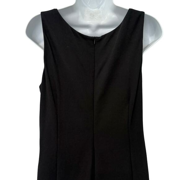 Eileen Fisher Black Ponte Asymmetrical Neck Sheath Sleeveless Pencil Dress Sz 10 - Picture 10 of 10